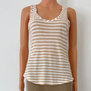 J.Crew Mercantile Womens Tan White Striped Cotton Tank Top Size S J0663